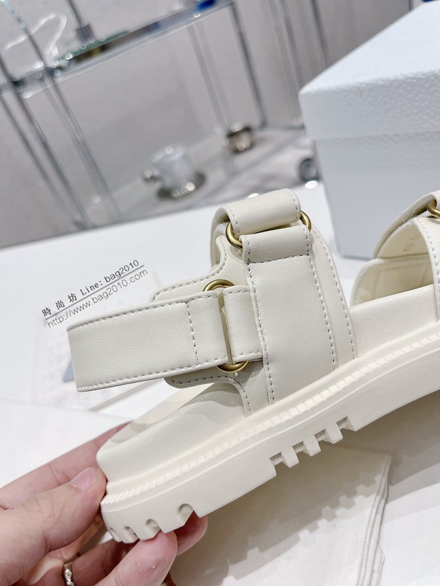 Dior迪奧2022新款新色系魔術貼涼鞋原版複刻專櫃純色系沙灘涼鞋女士涼鞋 dx3085